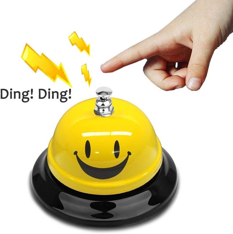 Wekoil Call Bell Lovely Smile Face Desk Service Bell Ding Bell for Restaurant Hotel Room Kitchen Party Office Elderly Large Yellow Cute Bell,3.3 inch Yellow - Image 3